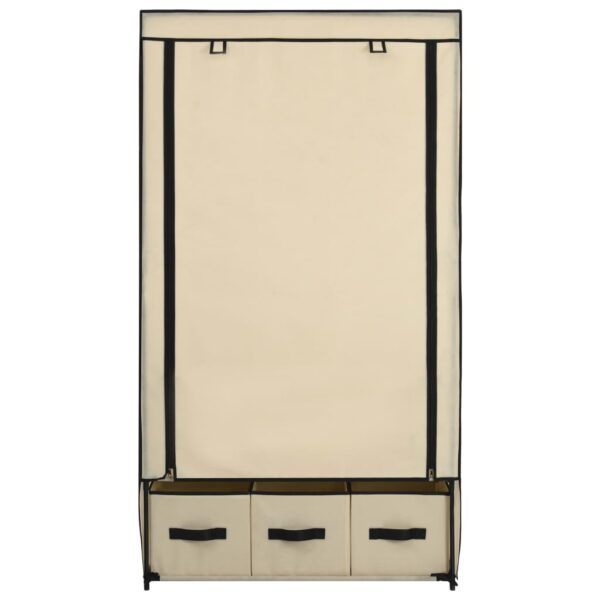 vidaXL Wardrobe Cream 34.3"x19.3"x62.6" Fabric - Image 5