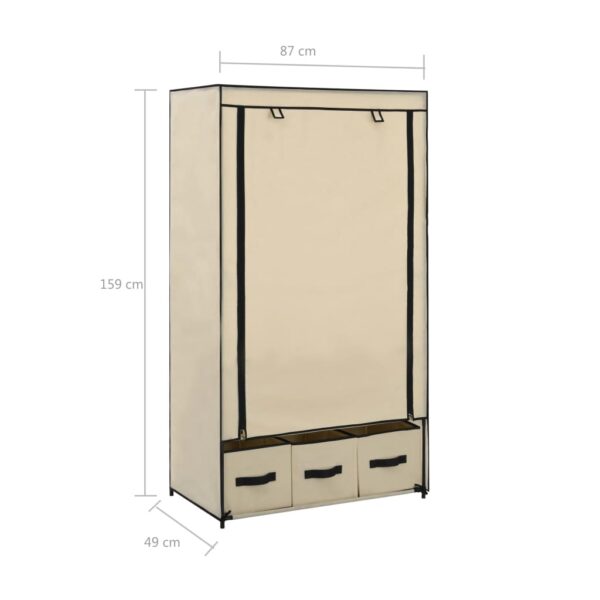 vidaXL Wardrobe Cream 34.3"x19.3"x62.6" Fabric - Image 8