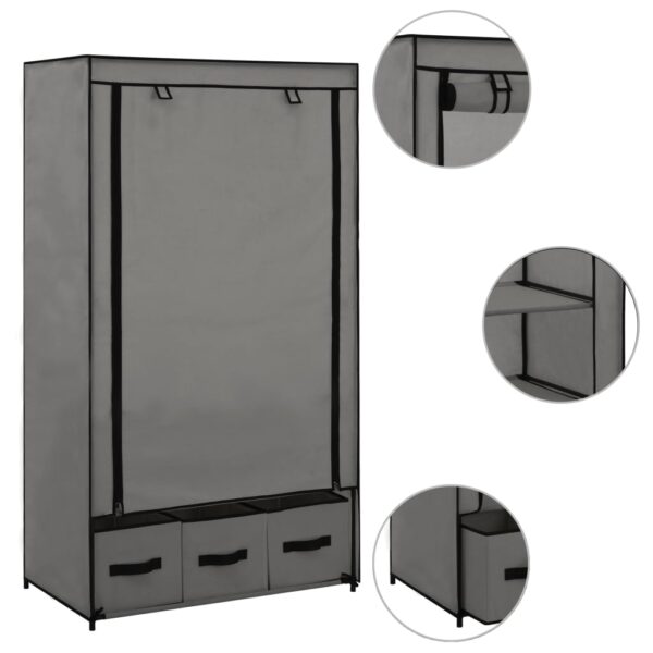 vidaXL Wardrobe Gray 34.3"x19.3"x62.6" Fabric - Image 2