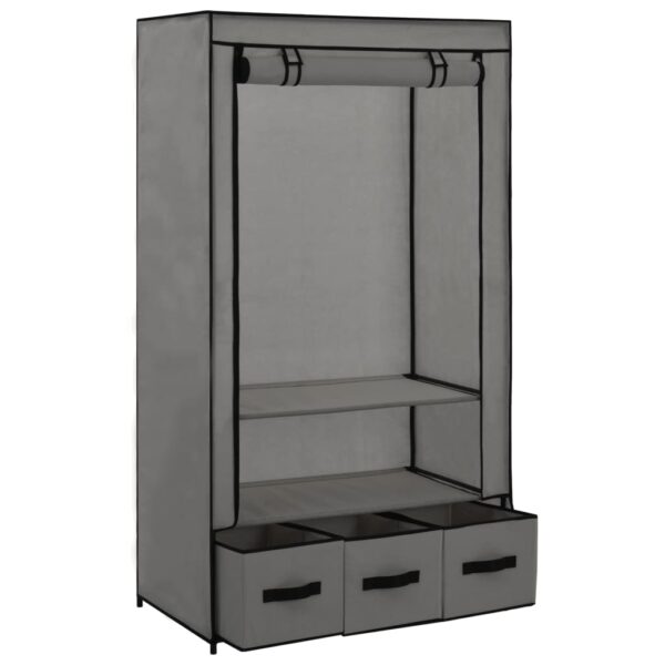 vidaXL Wardrobe Gray 34.3"x19.3"x62.6" Fabric - Image 3