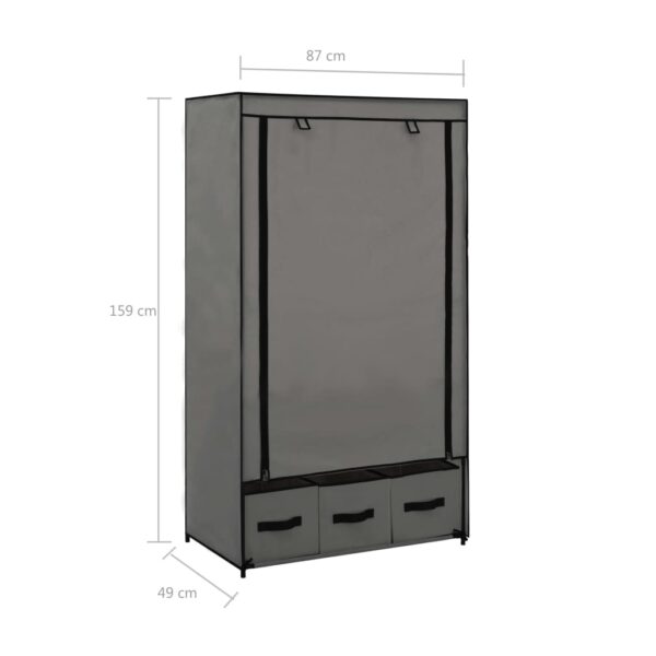 vidaXL Wardrobe Gray 34.3"x19.3"x62.6" Fabric - Image 8