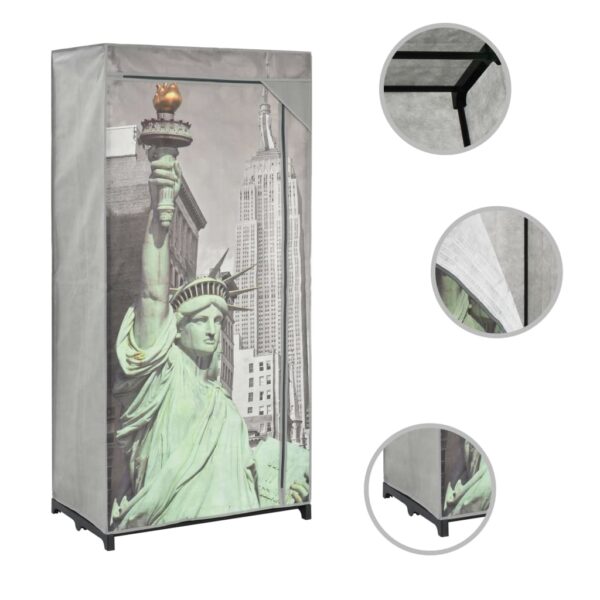 vidaXL Wardrobe New York 29.5"x17.7"x63" Fabric - Image 2