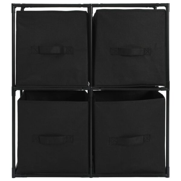 vidaXL Storage Cabinet with 4 Fabric Baskets Black 24.8"x11.8"x28" Steel - Image 3