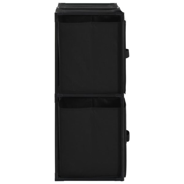 vidaXL Storage Cabinet with 4 Fabric Baskets Black 24.8"x11.8"x28" Steel - Image 5