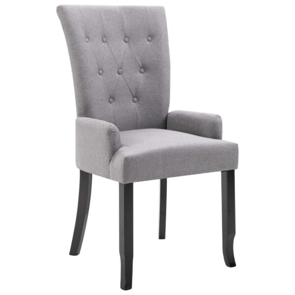 vidaXL Dining Chair with Armrests Light Gray Fabric - Image 2