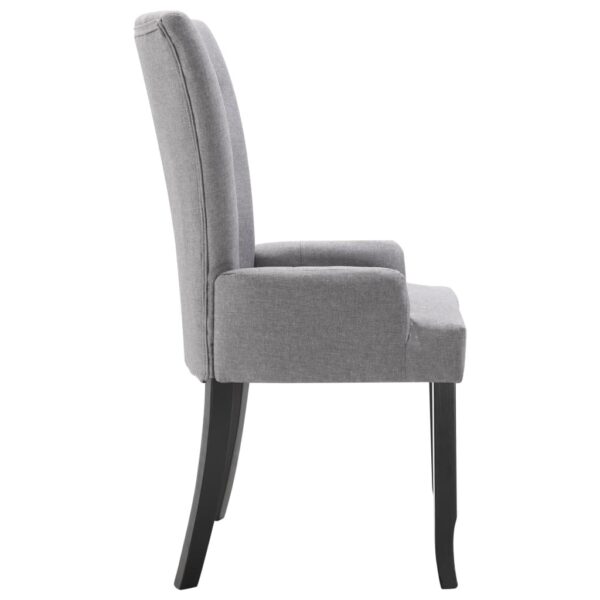 vidaXL Dining Chair with Armrests Light Gray Fabric - Image 3