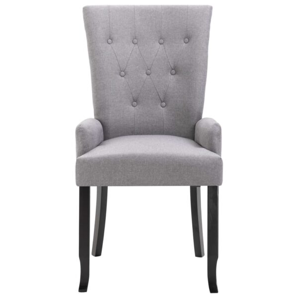 vidaXL Dining Chair with Armrests Light Gray Fabric - Image 5