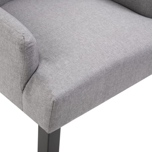 vidaXL Dining Chair with Armrests Light Gray Fabric - Image 6