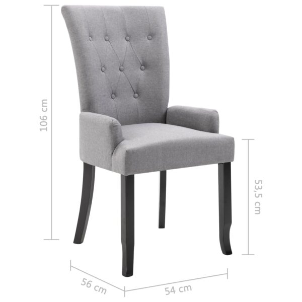 vidaXL Dining Chair with Armrests Light Gray Fabric - Image 8