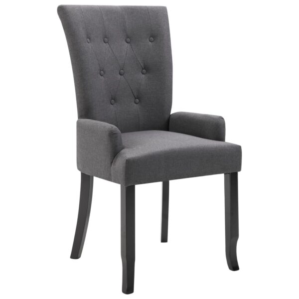 vidaXL Dining Chair with Armrests Dark Gray Fabric - Image 2