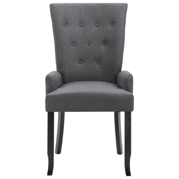 vidaXL Dining Chair with Armrests Dark Gray Fabric - Image 3