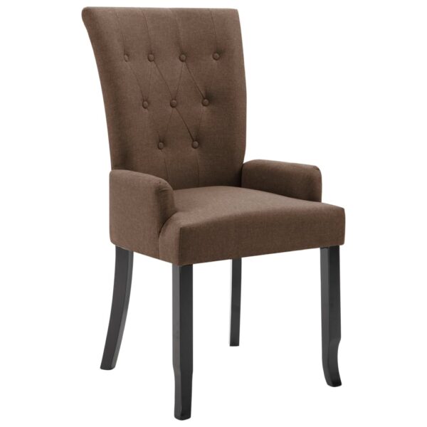 vidaXL Dining Chair with Armrests Brown Fabric - Image 2