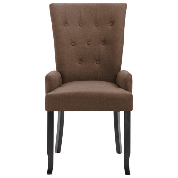 vidaXL Dining Chair with Armrests Brown Fabric - Image 3