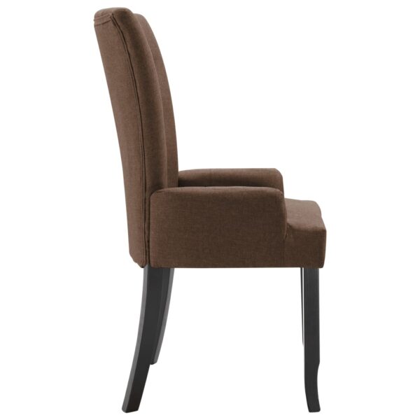 vidaXL Dining Chair with Armrests Brown Fabric - Image 4