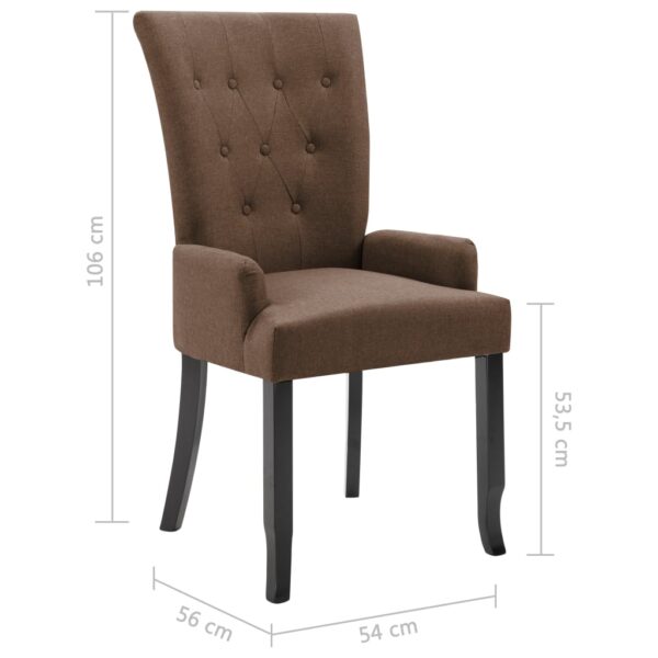 vidaXL Dining Chair with Armrests Brown Fabric - Image 8