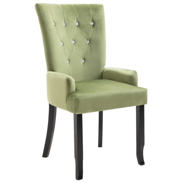 vidaXL Dining Chair with Armrests Light Green Velvet - Image 2