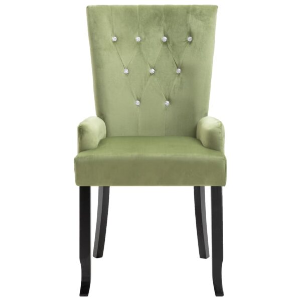 vidaXL Dining Chair with Armrests Light Green Velvet - Image 3