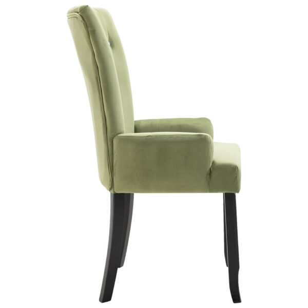 vidaXL Dining Chair with Armrests Light Green Velvet - Image 4