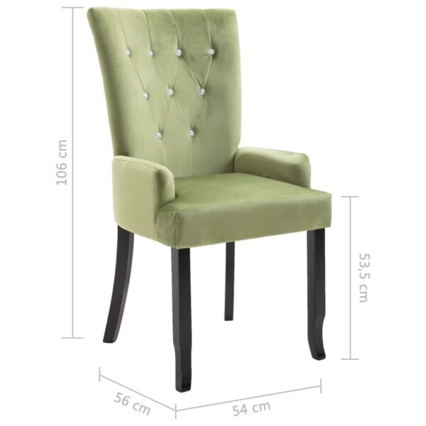 vidaXL Dining Chair with Armrests Light Green Velvet - Image 8