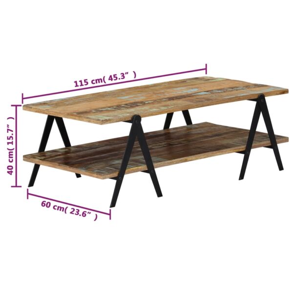 vidaXL Coffee Table 45.3"x23.6"x15.7" Solid Reclaimed Wood - Image 7