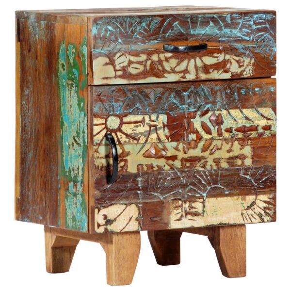 vidaXL Hand Carved Bedside Cabinet 15.7"x11.8"x19.7" Solid Reclaimed Wood