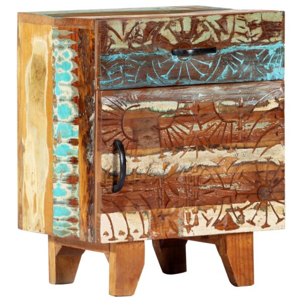 vidaXL Hand Carved Bedside Cabinet 15.7"x11.8"x19.7" Solid Reclaimed Wood - Image 11