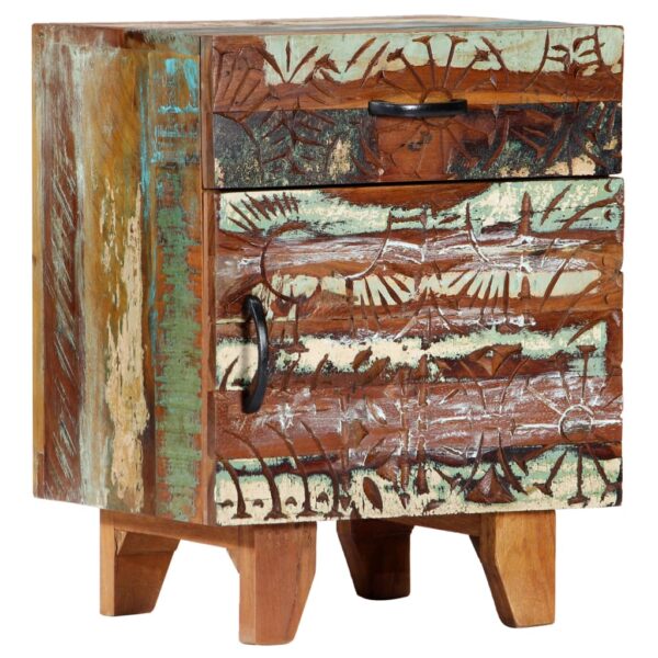 vidaXL Hand Carved Bedside Cabinet 15.7"x11.8"x19.7" Solid Reclaimed Wood - Image 12