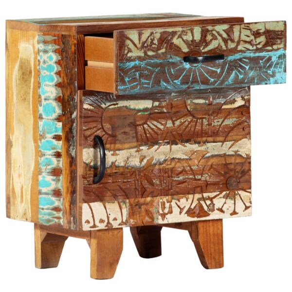 vidaXL Hand Carved Bedside Cabinet 15.7"x11.8"x19.7" Solid Reclaimed Wood - Image 5