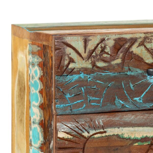 vidaXL Hand Carved Bedside Cabinet 15.7"x11.8"x19.7" Solid Reclaimed Wood - Image 8