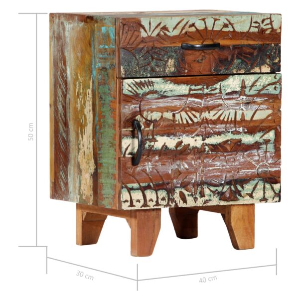 vidaXL Hand Carved Bedside Cabinet 15.7"x11.8"x19.7" Solid Reclaimed Wood - Image 10