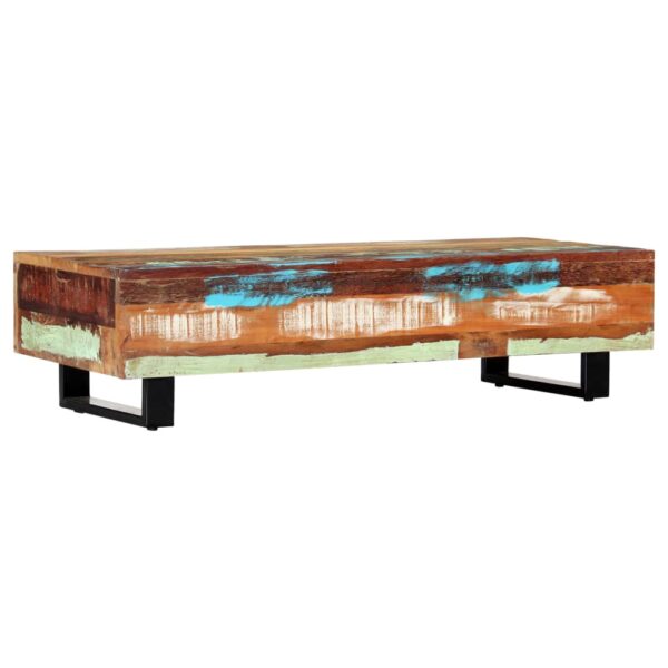 vidaXL Coffee Table 47.2"x19.7"x11.8" Solid Reclaimed Wood and Steel - Image 3