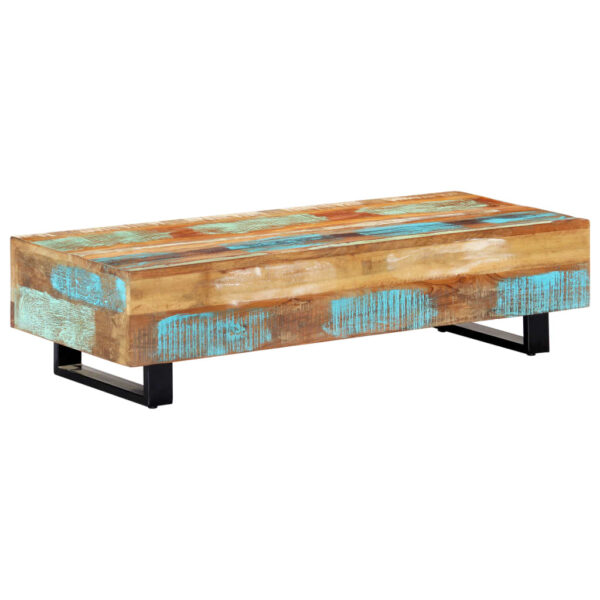 vidaXL Coffee Table 47.2"x19.7"x11.8" Solid Reclaimed Wood and Steel - Image 7