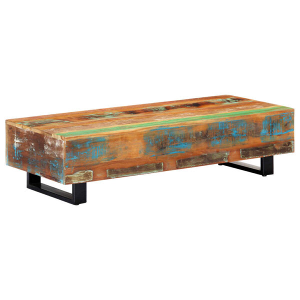 vidaXL Coffee Table 47.2"x19.7"x11.8" Solid Reclaimed Wood and Steel - Image 8