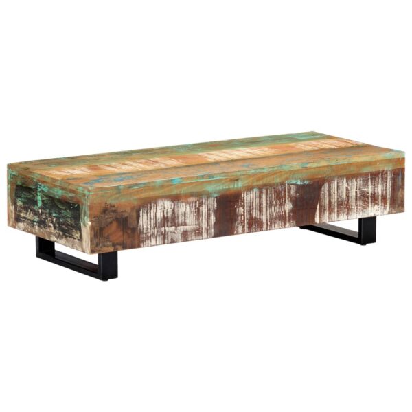 vidaXL Coffee Table 47.2"x19.7"x11.8" Solid Reclaimed Wood and Steel - Image 10