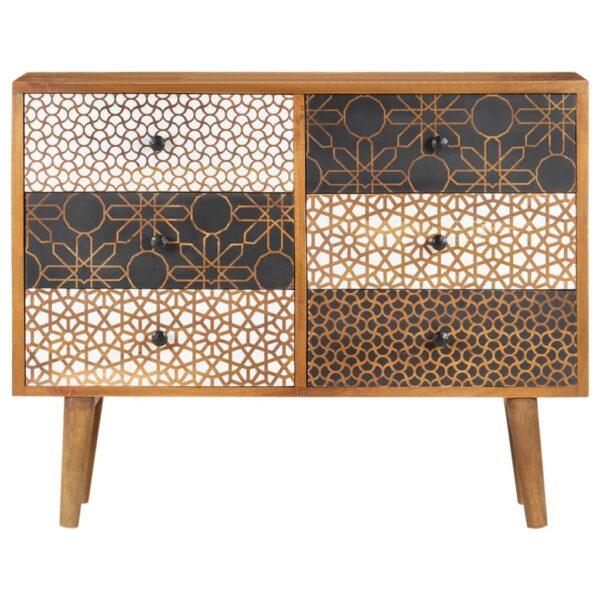 vidaXL Sideboard with Printed Pattern 35.4"x11.8"x27.6" Solid Mango Wood - Image 2