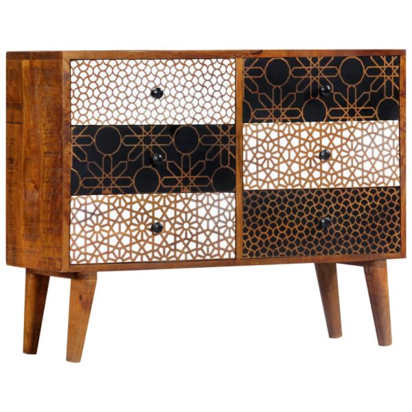 vidaXL Sideboard with Printed Pattern 35.4"x11.8"x27.6" Solid Mango Wood - Image 11