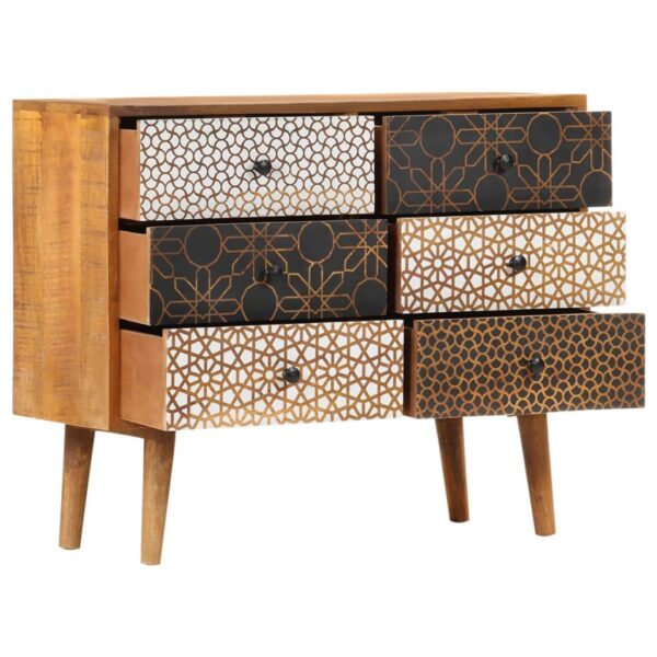 vidaXL Sideboard with Printed Pattern 35.4"x11.8"x27.6" Solid Mango Wood - Image 3