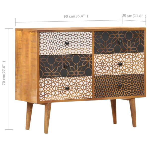 vidaXL Sideboard with Printed Pattern 35.4"x11.8"x27.6" Solid Mango Wood - Image 8