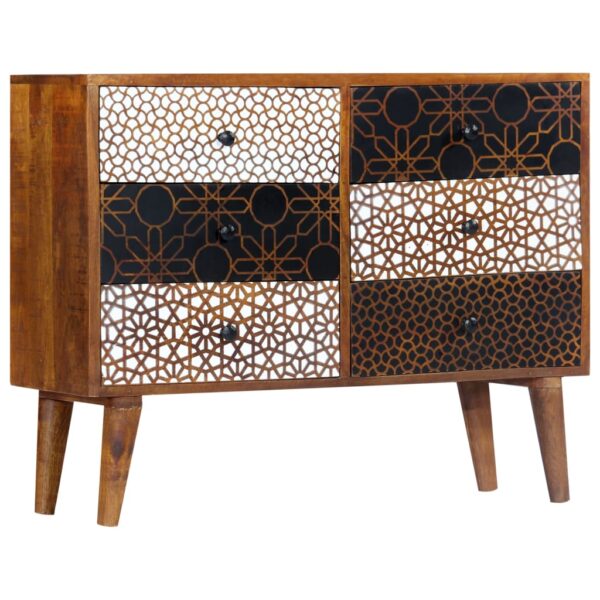 vidaXL Sideboard with Printed Pattern 35.4"x11.8"x27.6" Solid Mango Wood - Image 9