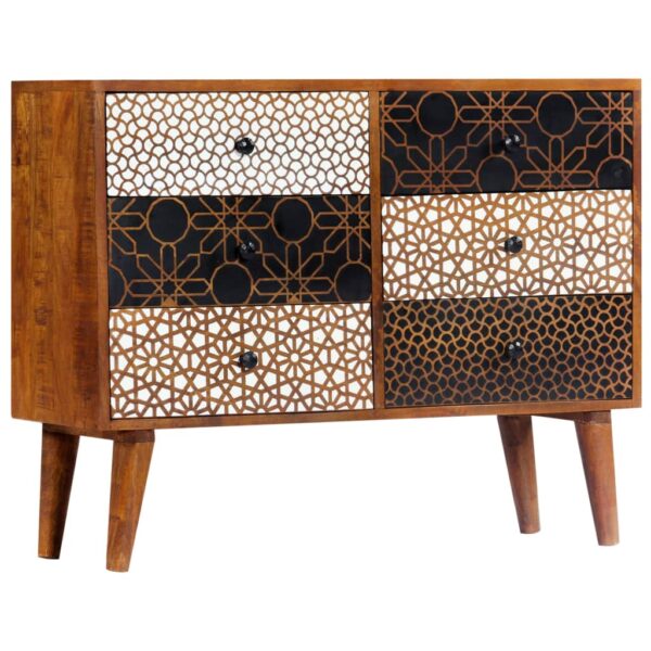 vidaXL Sideboard with Printed Pattern 35.4"x11.8"x27.6" Solid Mango Wood - Image 10