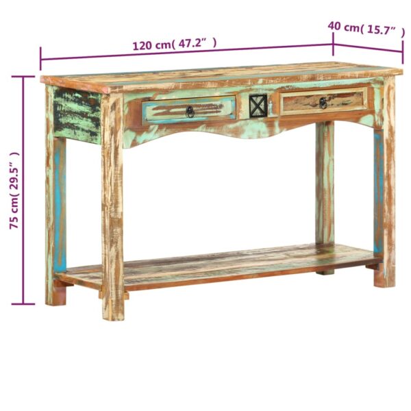 vidaXL Console Table 47.2"x15.7"x29.5" Solid Reclaimed Wood - Image 7