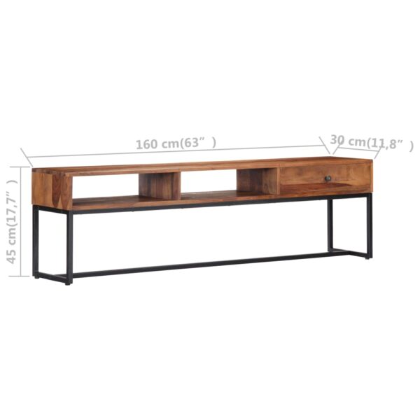 vidaXL TV Stand 63"x11.8"x17.7" Solid Wood Sheesham - Image 8