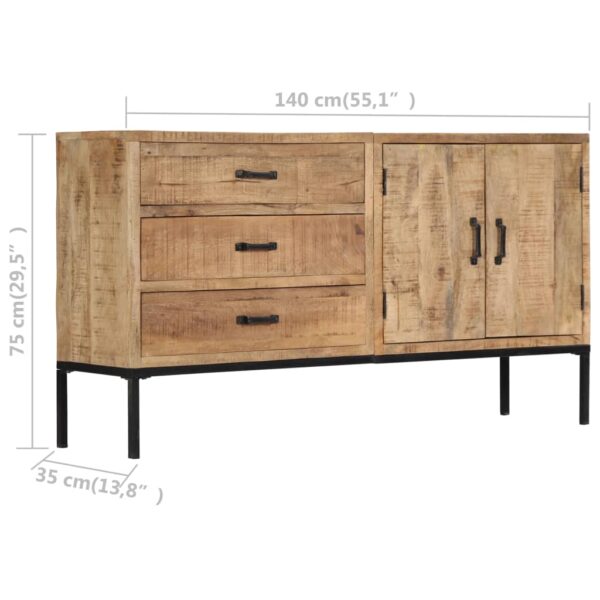 vidaXL Sideboard 55.1"x13.8"x29.5" Solid Mango Wood - Image 6