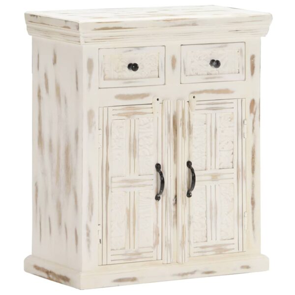 vidaXL Sideboard White 25.6"x11.8"x29.5" Solid Mango Wood - Image 11