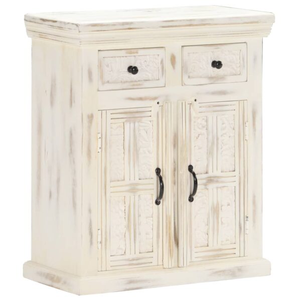 vidaXL Sideboard White 25.6"x11.8"x29.5" Solid Mango Wood - Image 12