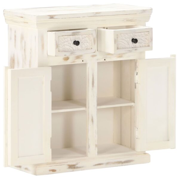 vidaXL Sideboard White 25.6"x11.8"x29.5" Solid Mango Wood - Image 3