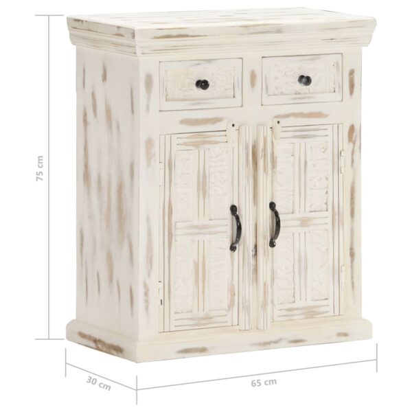 vidaXL Sideboard White 25.6"x11.8"x29.5" Solid Mango Wood - Image 10