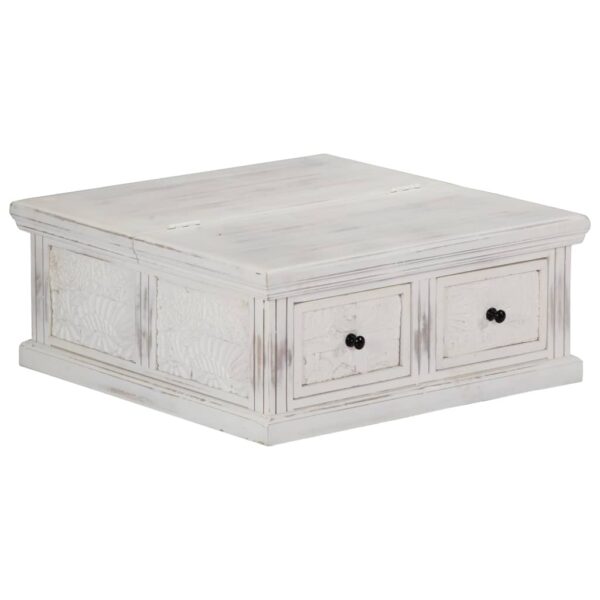 vidaXL Coffee Table White 27.6"x27.6"x11.8" Solid Mango Wood