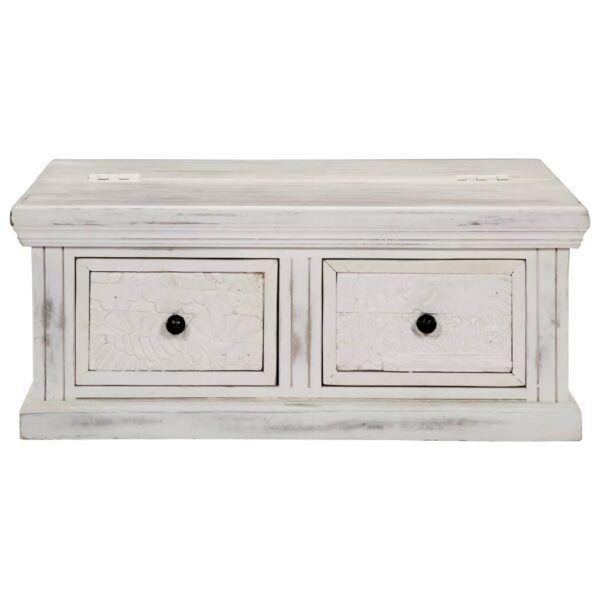 vidaXL Coffee Table White 27.6"x27.6"x11.8" Solid Mango Wood - Image 2