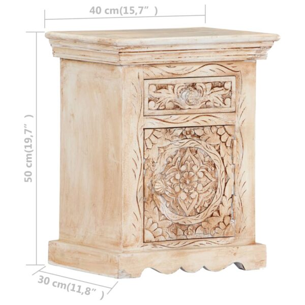 vidaXL Bedside Cabinet 15.7"x11.8"x19.7" Solid Mango Wood - Image 7